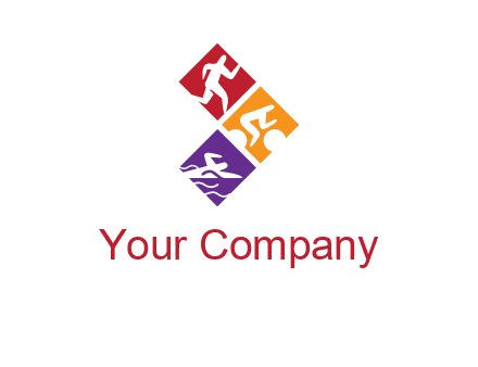 running swimming and cycling logo design