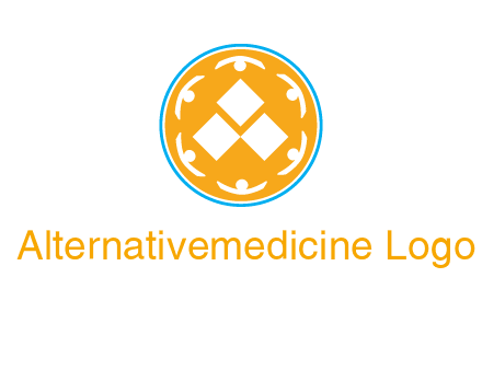 rotating people icon around rhombus in circle community logo