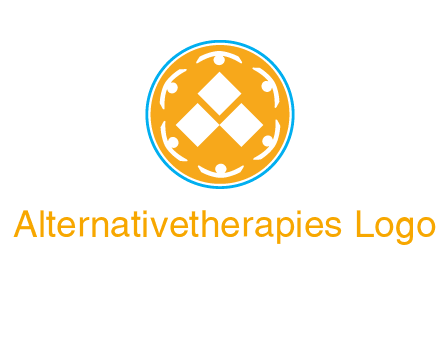 rotating people icon around rhombus in circle community logo
