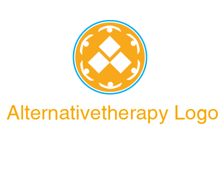 rotating people icon around rhombus in circle community logo