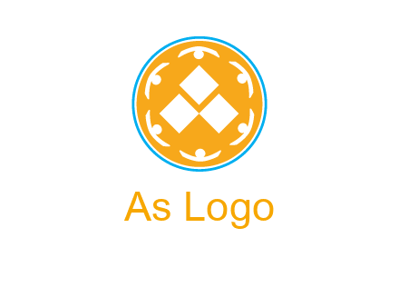 rotating people icon around rhombus in circle community logo