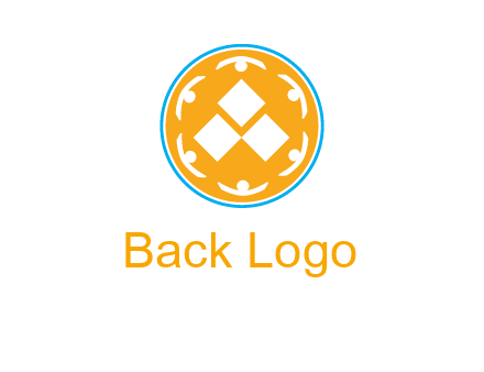 rotating people icon around rhombus in circle community logo
