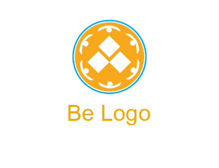 rotating people icon around rhombus in circle community logo