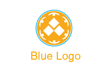 rotating people icon around rhombus in circle community logo