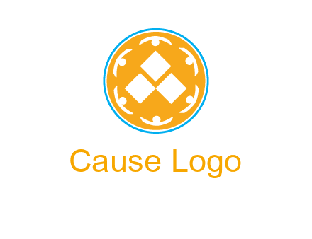 rotating people icon around rhombus in circle community logo