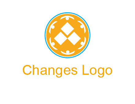 rotating people icon around rhombus in circle community logo