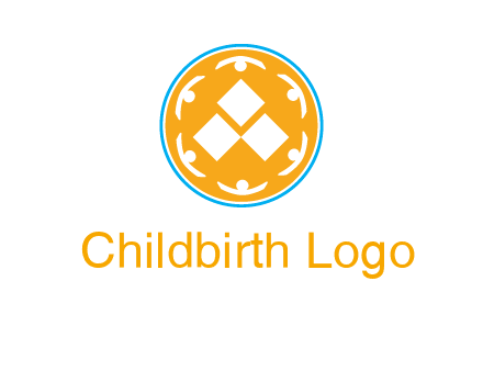 rotating people icon around rhombus in circle community logo