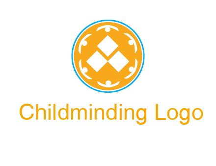 rotating people icon around rhombus in circle community logo