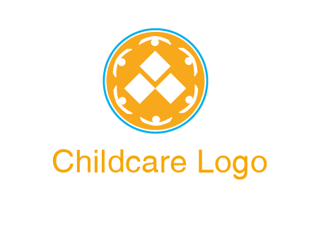 rotating people icon around rhombus in circle community logo