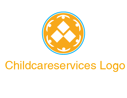 rotating people icon around rhombus in circle community logo
