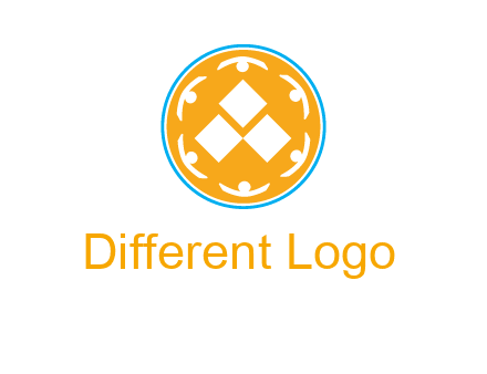rotating people icon around rhombus in circle community logo