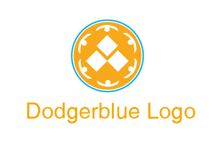 rotating people icon around rhombus in circle community logo