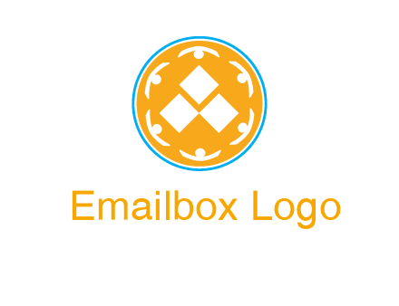 rotating people icon around rhombus in circle community logo