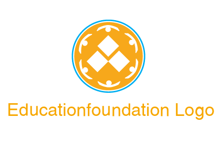 rotating people icon around rhombus in circle community logo