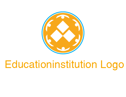 rotating people icon around rhombus in circle community logo