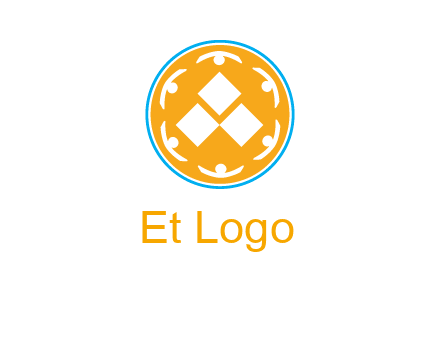 rotating people icon around rhombus in circle community logo