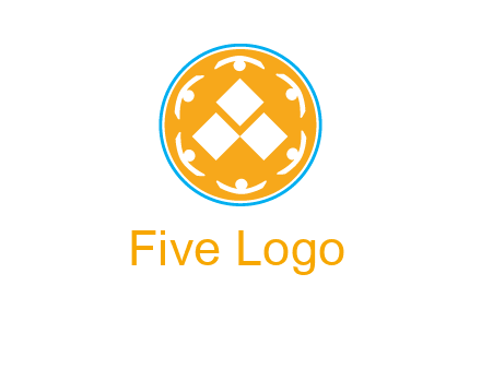 rotating people icon around rhombus in circle community logo