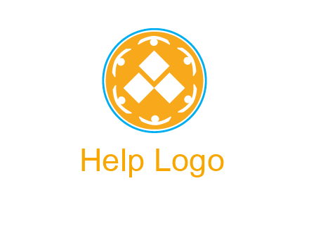 rotating people icon around rhombus in circle community logo