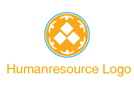 rotating people icon around rhombus in circle community logo