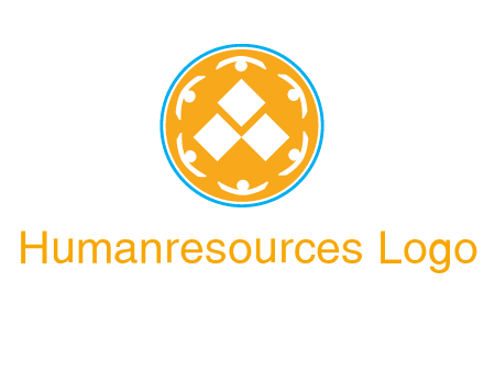 rotating people icon around rhombus in circle community logo