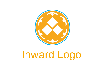 rotating people icon around rhombus in circle community logo