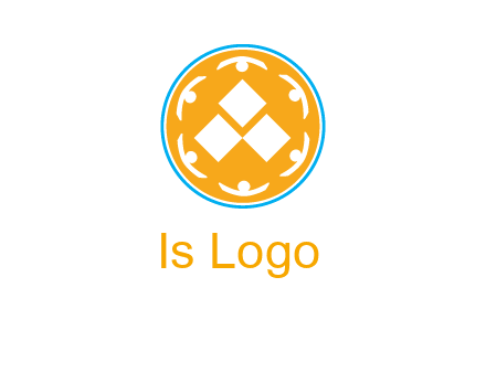 rotating people icon around rhombus in circle community logo