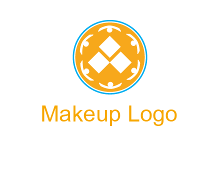 rotating people icon around rhombus in circle community logo