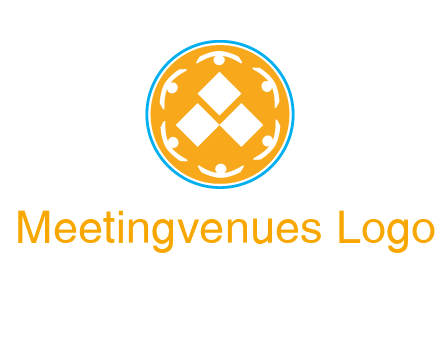 rotating people icon around rhombus in circle community logo
