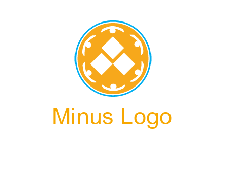 rotating people icon around rhombus in circle community logo