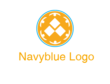 rotating people icon around rhombus in circle community logo