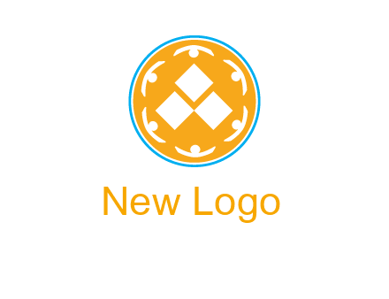 rotating people icon around rhombus in circle community logo