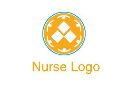 rotating people icon around rhombus in circle community logo