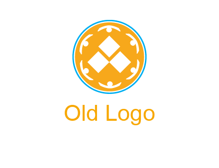 rotating people icon around rhombus in circle community logo