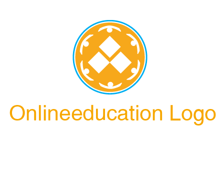 rotating people icon around rhombus in circle community logo