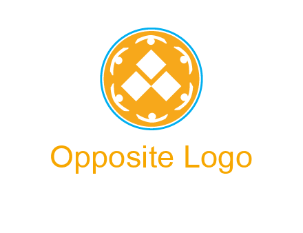rotating people icon around rhombus in circle community logo