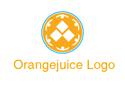 rotating people icon around rhombus in circle community logo
