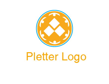 rotating people icon around rhombus in circle community logo