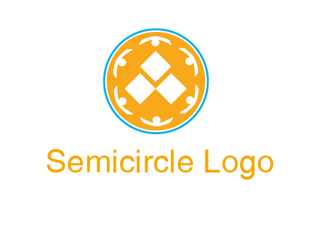 rotating people icon around rhombus in circle community logo