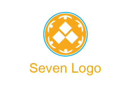 rotating people icon around rhombus in circle community logo