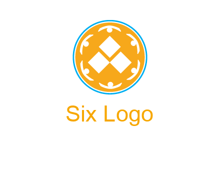 rotating people icon around rhombus in circle community logo