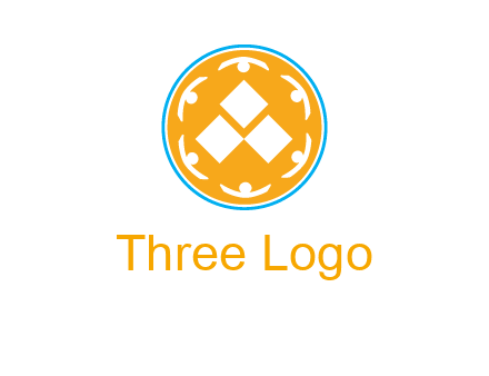 rotating people icon around rhombus in circle community logo