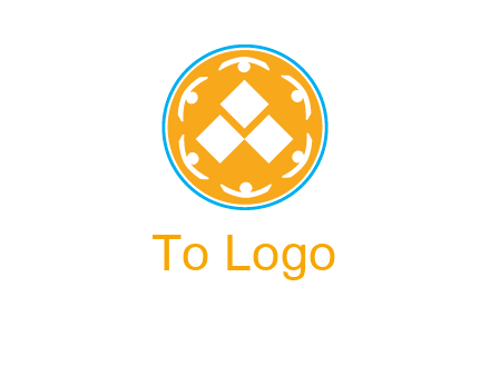rotating people icon around rhombus in circle community logo