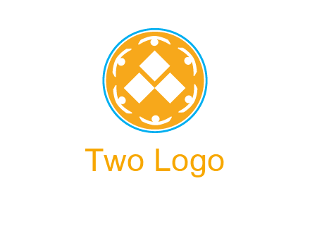 rotating people icon around rhombus in circle community logo