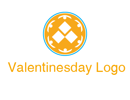 rotating people icon around rhombus in circle community logo
