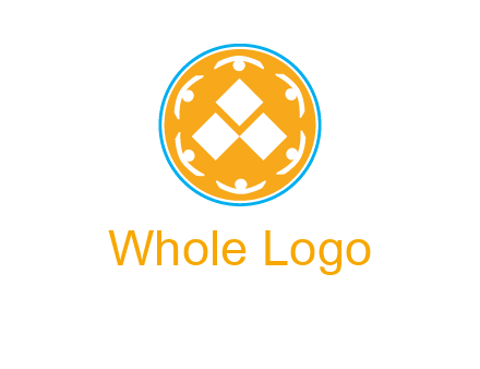 rotating people icon around rhombus in circle community logo