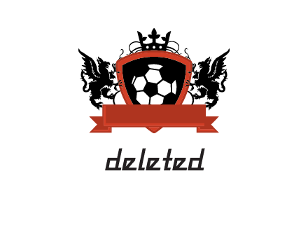soccer in shield with griffin on sides coat of arm logo