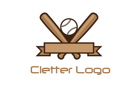 baseball bat with ribbon emblem