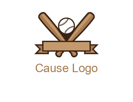 baseball bat with ribbon emblem