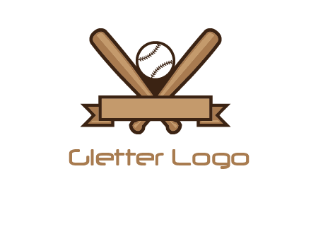 baseball bat with ribbon emblem