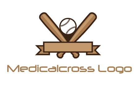 baseball bat with ribbon emblem